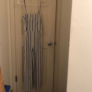 White and blue stripe jumpsuit